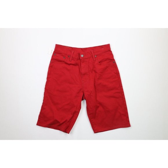 New Levis 569 Mens Size 30 Loose Fit Stretch Denim Jean Shorts Jorts Red - Picture 1 of 10